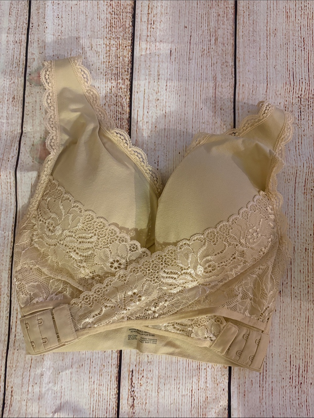 2 Lace-Trim Wireless Bralette in Light Beige